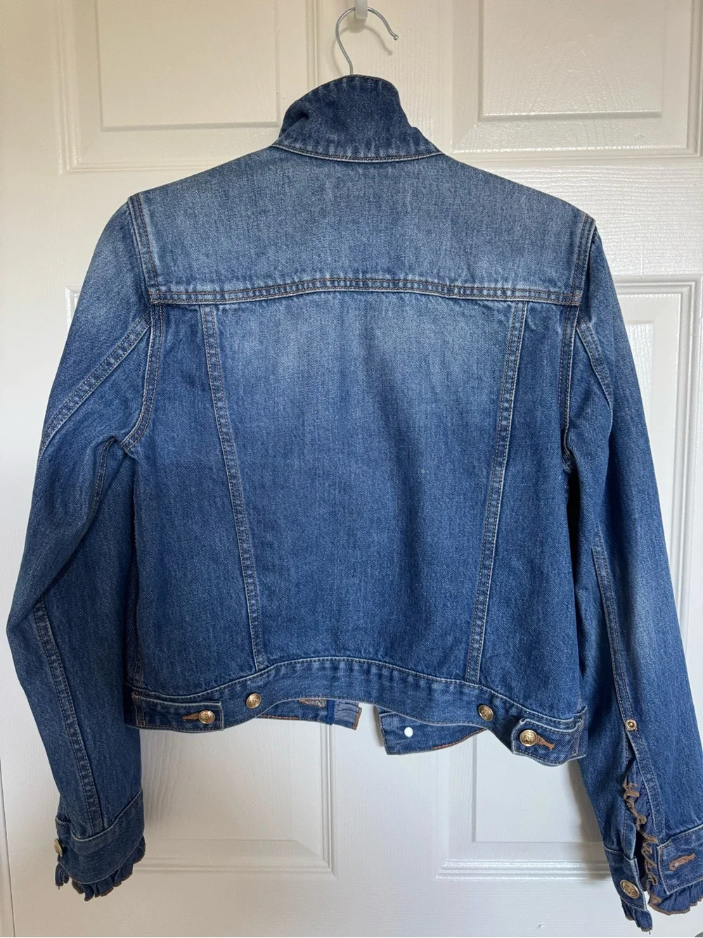 Tory Burch Medium Blue Denim Jacket with Gold Buttons